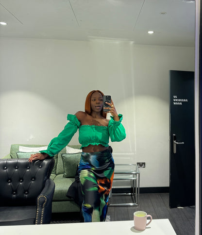 Puff sleeve bardot top