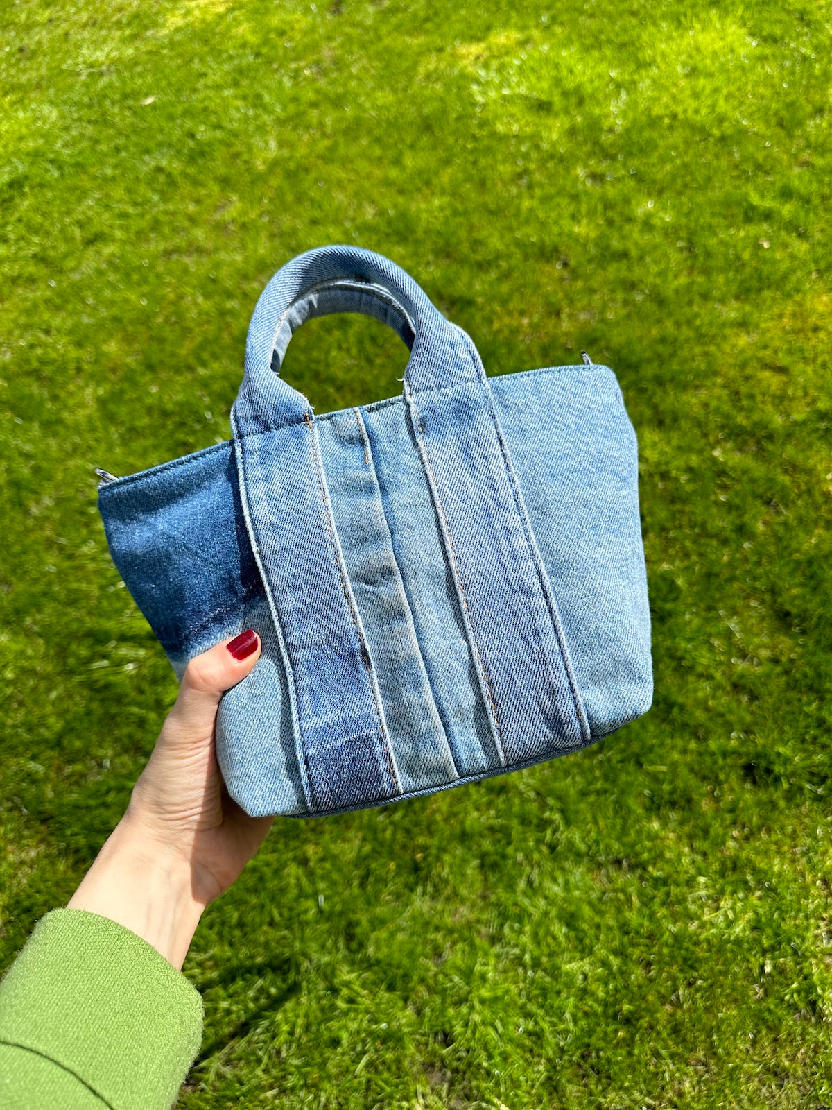 Small denim tote bag sale