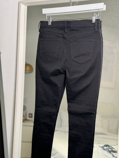 Black zip front skinny jeans