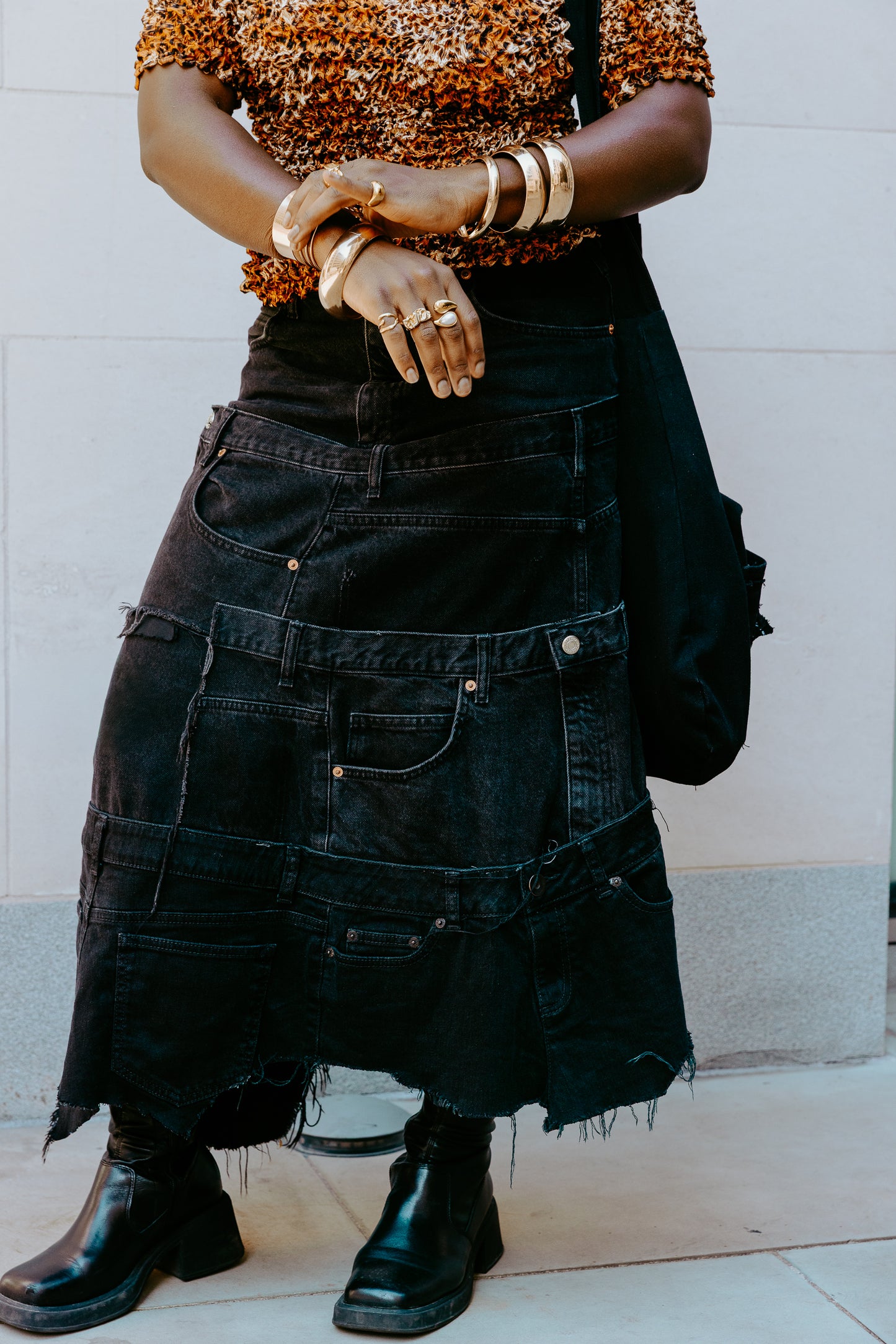 Layered midaxi skirt