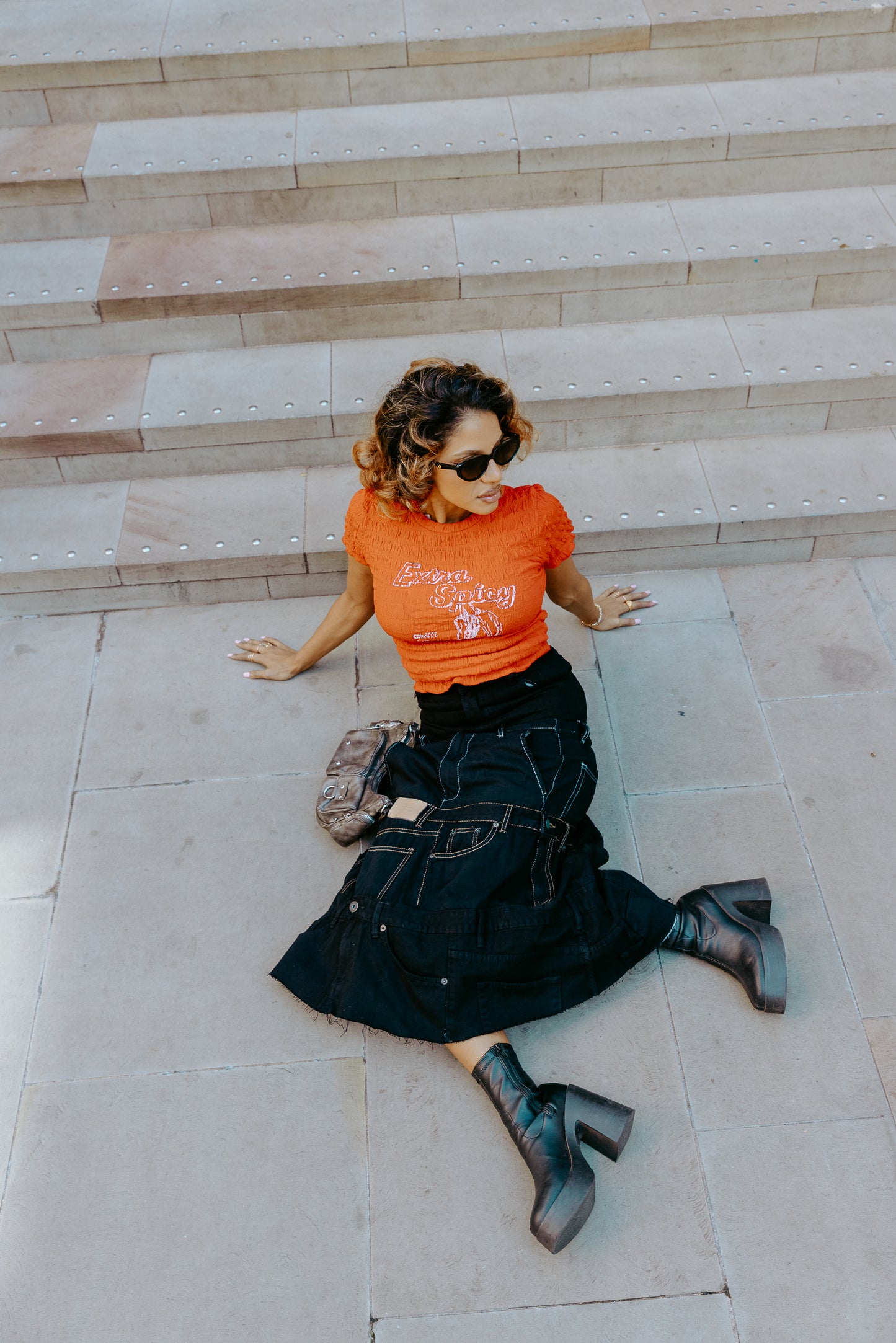 Layered midaxi skirt