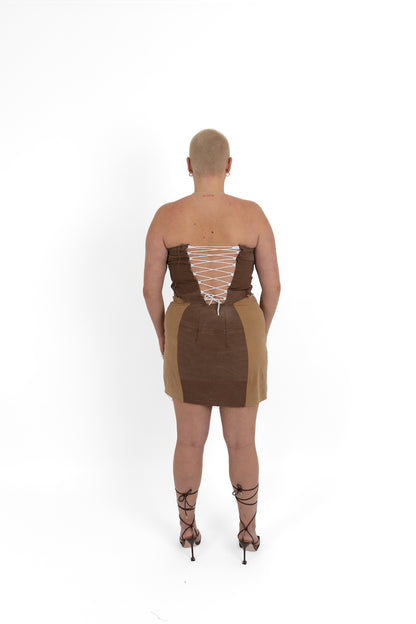 Brown corset style top & skirt